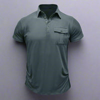 Poloshirt für Herren – Leichtes Sommer Polo mit Brusttasche für heiße Tage – Dunkelgrau