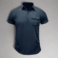 Poloshirt für Herren – Leichtes Sommer Polo mit Brusttasche für heiße Tage – Marine