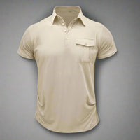 Poloshirt für Herren – Leichtes Sommer Polo mit Brusttasche für heiße Tage – Beige