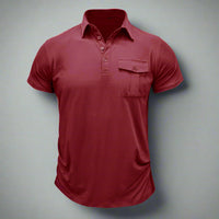 Poloshirt für Herren – Leichtes Sommer Polo mit Brusttasche für heiße Tage – Rot