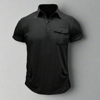Poloshirt für Herren – Leichtes Sommer Polo mit Brusttasche für heiße Tage – Schwarz