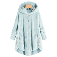 Petra | Modische Fleecejacke mit Kapuze – Himmelblau