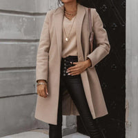 Zara Manteljacke | Stylische Lange Damen Übergangsjacke – Hellbraun