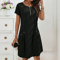 Monica™| Bequemes Sommerkleid – Schwarz