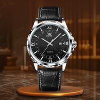 Sterling | Elegante Multifunktionsuhr – Leder Silber Schwarz