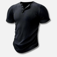 Maximilian | Herren figurbetontes Knopfleisten Shirt – Schwarz