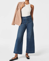 Kornelia | Hochtaillierte Schlagjeans – Blau