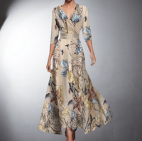 Nunna – Elegantes Blumenkleid – Grau