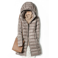 Warme Winter-Steppjacke für Damen mit Kapuze – Khaki