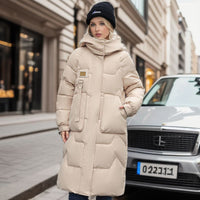 Damen Wintermantel mit abnehmbarer Kapuze - Warm & Wasserdicht – Cremeweiß