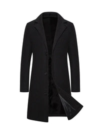Eleganter langer Wollmantel für Herren | Hochwertig und warm für formelle Anlässe – Schwarz
