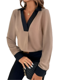 Elegante Business Bluse für Damen - Atmungsaktiv und Bügelfrei – Braun