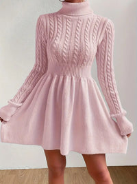 Damen A-Linien Pulloverkleid mit langen Ärmeln und femininem Schnitt – Rosa