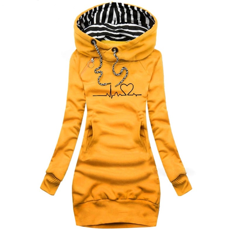 Warmer Damen Winterpullover mit Herzschlag-Motiv