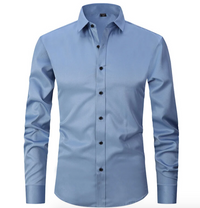 Elegantes Stretch Herren Hemd mit Knopfleiste – Blau