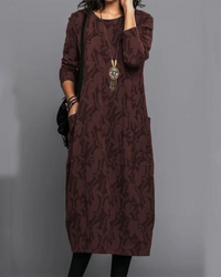 Elegantes Damen Kleid mit Bauchbedeckung – Bordeauxrot