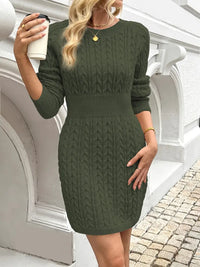Damen Langarm-Kleid aus weichem Rippstrick – Grün