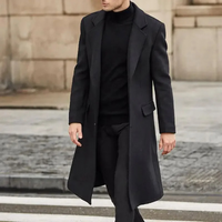 Herren Wintermantel - Eleganter Wollmantel mit langem Schnitt – Schwarz