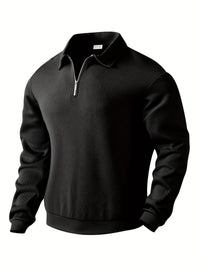 Herren Vintage Strickjacke mit geometrischem Reißverschluss-Muster – Schwarz
