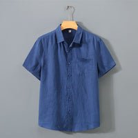 Lockeres Leinen Herren Hemd – Blau
