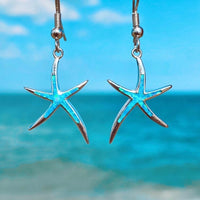Seestern-Ohrringe aus Opal und Silber – Blau