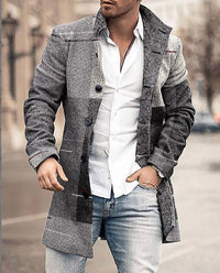Herren Wintermantel Klassisch Elegant Wollmix – Grau/Schwarz