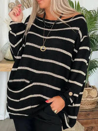 Nadine Gestreiftes T-Shirt für entspannte Frühlingstage – Schwarz