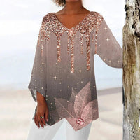 Nadine | Trendiges Langarm Top mit V Ausschnitt – Grau