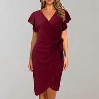 Vivian - Elegantes und fließendes Kleid mit lockerer Passform für Frauen – Rotwein