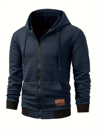 Reignora | Lässiges Herren-Sweatshirt mit Kapuze aus Strickstoff und Reißverschluss – Marine