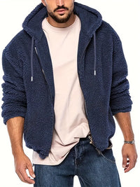Reigonis | Lässige Herren-Kapuzenjacke - Doppelseitiges Polar-Fleece – Marine