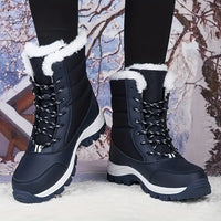 Dreilon | Wasserdichte, rutschfeste und verschleißfeste verdickte Schneestiefel für Frauen – Marine