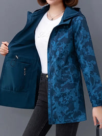 Shilune | Lässige Langarm-Kapuzenjacken mit Kapuze und Kordelzug für draußen – Marine