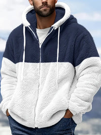 Reigavia | Herren-Sherpa-Fleece-Kapuzenjacke - Casual Polyester – Marine