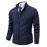 Herren Winter Strickjacke | Mit Reißverschluss – Marineblau- 2