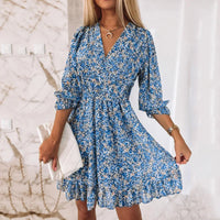 Alessia - Bohemian Blumenkleid – Blau