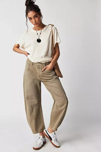 Damen Lässige Leichte Jeans | Niedrigbau – Khaki