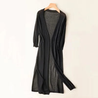 Strickjacke Damen Lang Offen | Leicht Fließend – Schwarz