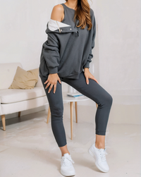 SILKE - SET AUS SWEATSHIRT, LEGGINGS UND OBERTEIL – Grau