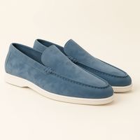 Loafers für Herren - Italienische Wildleder Halbschuhe für den Sommer – Nebel blau