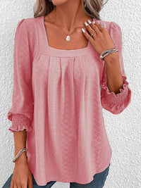 Nicole | Lässige Baumwollbluse mit eckigem Ausschnitt – Rosa