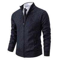 Herren Winter Strickjacke | Mit Reißverschluss – Dunkelgrau  - 2