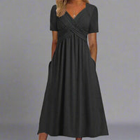 Elsbeth | Figurbetontes Midi-Kleid für Elegante Anlässe – Schwarz