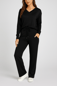 Norella™ | Zweiteiliges Lounge-Set mit Kragen – Schwarz
