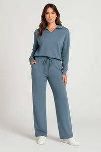 Norella™ | Zweiteiliges Lounge-Set mit Kragen – Hellblau