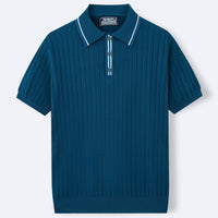 David Strick Poloshirt mit Kontrastkragen – Blaugrau