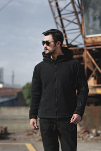 Rollkragenjacke mit mehreren Taschen – Schwarz