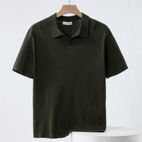 Andreas Strick-Polo mit Kragen – Oliv