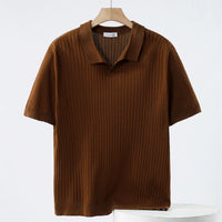 Andreas Strick-Polo mit Kragen – Kaffee