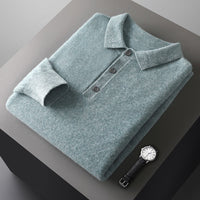 Samuel Strickpullover mit Polokragen und Knopfleiste – Grün